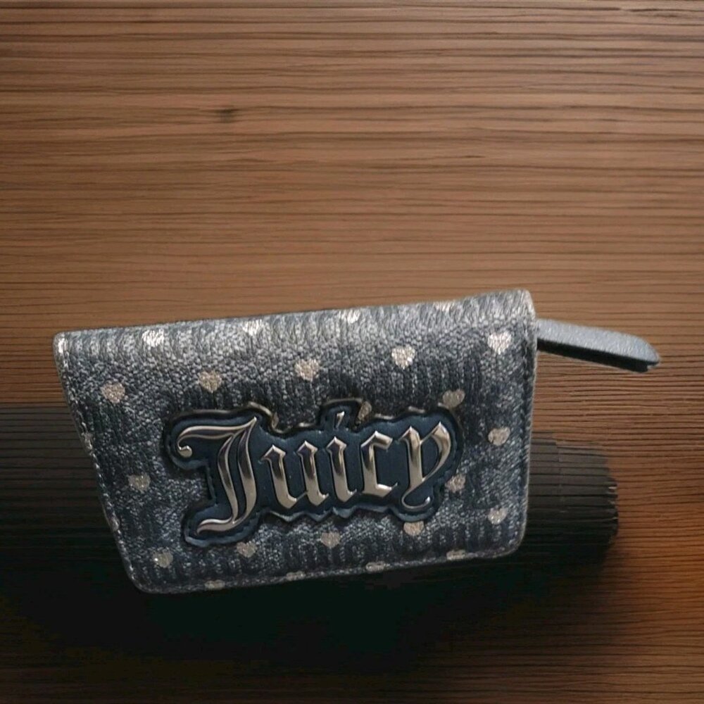 Juicy‎ Couture Poker Face Denim Bi-Fold Wallet Money Y2k Fashion Accessory